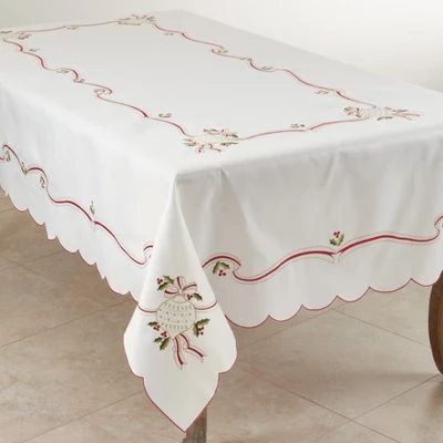 Saro Lifestyle Embroidered Tablecloth With Christmas Motifs 5 Saro Lifestyle Embroidered Tablecloth With Christmas Motifs - Image 5