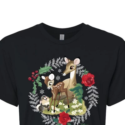 Women's - Disney - Christmas - Family In The Forest Cropped Graphic T-Shirt 1 Women's - Disney - Christmas - Family In The Forest Cropped Graphic T-Shirt