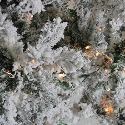 Northlight 12' Pre-Lit Heavily Flocked Pine Medium Artificial Christmas Tree - Clear Lights 1 Northlight 12' Pre-Lit Heavily Flocked Pine Medium Artificial Christmas Tree - Clear Lights