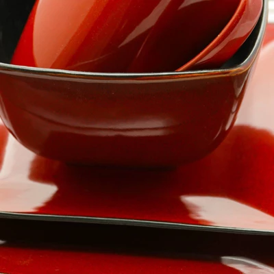 16pc Stoneware Heart Dinnerware Set Red - Elama 2 16pc Stoneware Heart Dinnerware Set Red - Elama - Image 2