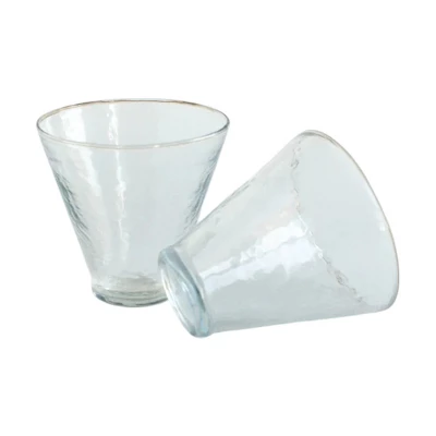 Slickblue Set Of 2 Handmade Hammered Glass Cups – 13.5oz, Colored Glass, Blush/Clear/Smoke 5 Slickblue Set Of 2 Handmade Hammered Glass Cups – 13.5oz, Colored Glass, Blush/Clear/Smoke - Image 5