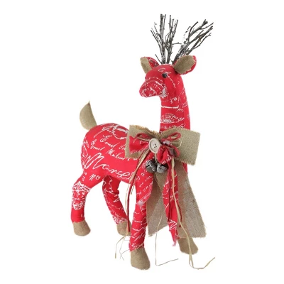 Northlight Reindeer With Burlap Bow Christmas Decoration - 24" - Red And Brown 1 Northlight Reindeer With Burlap Bow Christmas Decoration - 24" - Red And Brown