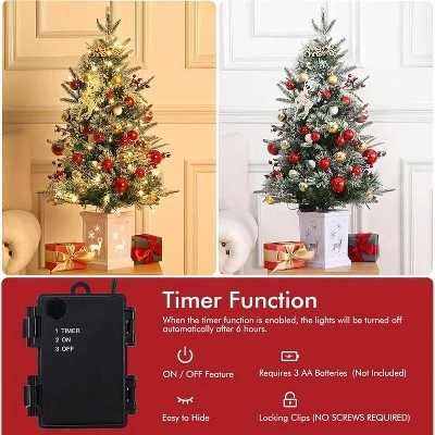 3 Ft Pre-Lit Artificial Christmas Tree With 78 Battery-Powered LED Lights & Illuminated Base, Indoor/Outdoor Holiday Decor For Home Yard Office 4 3 Ft Pre-Lit Artificial Christmas Tree With 78 Battery-Powered LED Lights & Illuminated Base, Indoor/Outdoor Holiday Decor For Home Yard Office - Image 4