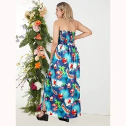 HAPPY BAY Women's A Line Slit Maxi Casual Beach Vacation Dress Tube Top Long Strapless Christmas Holiday Dresses For Women L-XL Blue Palm Tree -Northlight Sale Store GUEST 04ea1322 9880 4656 9f8c 2afe5316d099