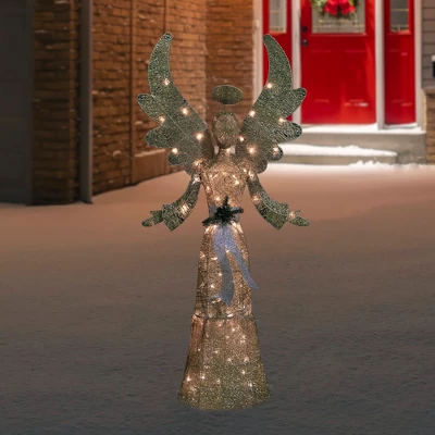 Northlight Lighted Golden Angel Christmas Decoration - 68" - Clear Lights 1 Northlight Lighted Golden Angel Christmas Decoration - 68" - Clear Lights
