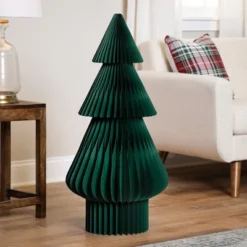 Northlight Accordion Honeycomb Foldable Paper Christmas Tree - 3' - Dark Green