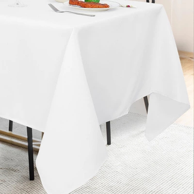 55"x55" Square Polyester Stain Resistant Solid Tablecloths Snow White - PiccoCasa 2 55"x55" Square Polyester Stain Resistant Solid Tablecloths Snow White - PiccoCasa - Image 2