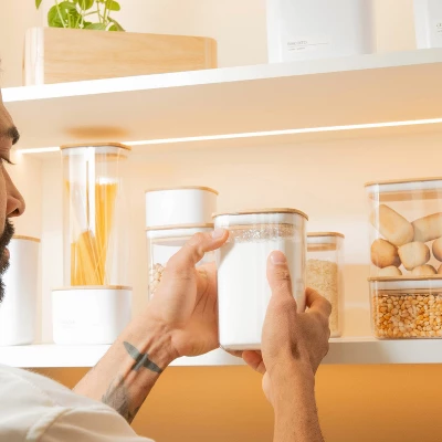 OU Airtight Food Storage Container Set 8pc (set Of 4) Clear Plastic Storage Container W Leak Proof Bamboo Lid, Stackable Kitchen Pantry Organizer Jars 9 OU Airtight Food Storage Container Set 8pc (set Of 4) Clear Plastic Storage Container W Leak Proof Bamboo Lid, Stackable Kitchen Pantry Organizer Jars - Image 9