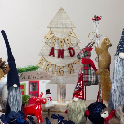 Northlight Wooden Tree "Merry And Bright" Christmas Decoration - 23" - Gold And Red 1 Northlight Wooden Tree "Merry And Bright" Christmas Decoration - 23" - Gold And Red