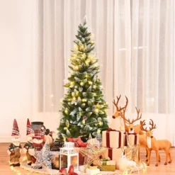 Costway 5ft Snow Flocked Unlit Pencil Christmas Tree Hinged Pine Cones 16 Costway 5ft Snow Flocked Unlit Pencil Christmas Tree Hinged Pine Cones -Northlight Sale Store GUEST 070e2814 81ec 418e 83b3 71b3e10413d6