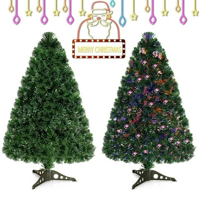 Costway 3Ft Pre-Lit Fiber Optic PVC Christmas Tree Tabletop Plastic 6 Costway 3Ft Pre-Lit Fiber Optic PVC Christmas Tree Tabletop Plastic - Image 6