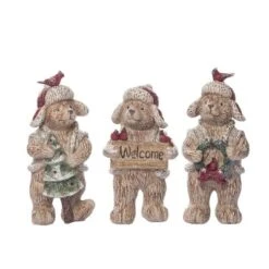 Transpac Resin Forest Holiday Bear Figurine Set Of 3 - Charming Christmas Decorative Objects For Festive Home Decor