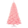 Costway 7.5Ft Hinged Artificial Christmas Tree Full Fir Tree New PVC W/ Metal Stand Pink