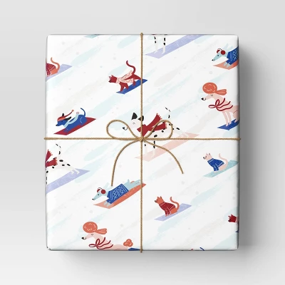 30” 25 Sq Ft Christmas Roll Wrap Dogs Sledding On Cream - Wondershop™ 1 30” 25 Sq Ft Christmas Roll Wrap Dogs Sledding On Cream - Wondershop™