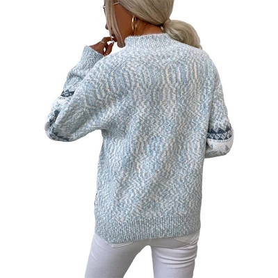 Womens Pullover Sweater Turtleneck Snowflakes Sweater Christmas Sweater Ribbed Knit Long Sleeve Sweater 1 Womens Pullover Sweater Turtleneck Snowflakes Sweater Christmas Sweater Ribbed Knit Long Sleeve Sweater