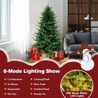 Costway 6/7 FT Pre-Lit Artificial Christmas Tree Hinged 788/1130 Branch Tips & 280/380 LED Lights 5 Costway 6/7 FT Pre-Lit Artificial Christmas Tree Hinged 788/1130 Branch Tips & 280/380 LED Lights - Image 5