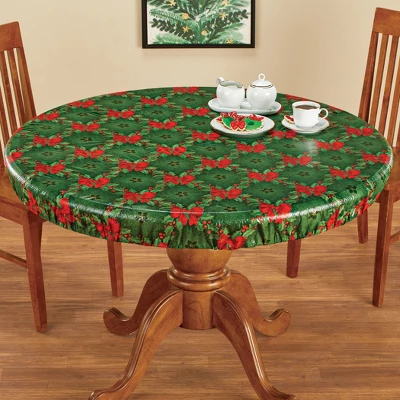 Collections Etc Holly Stretch-to-Fit Holiday Table Cover 1 Collections Etc Holly Stretch-to-Fit Holiday Table Cover
