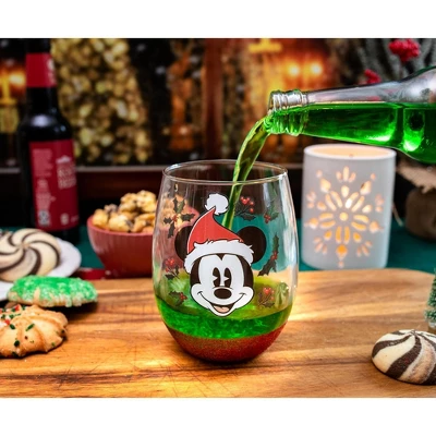 Silver Buffalo Disney Mickey Mouse Santa Hat Teardrop Stemless Wine Glass | Holds 20 Ounces 3 Silver Buffalo Disney Mickey Mouse Santa Hat Teardrop Stemless Wine Glass | Holds 20 Ounces - Image 3