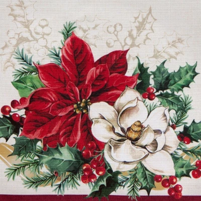 Elrene Poinsettia Garlands Engineered Tablecloth - Elrene Home Fashions 2 Elrene Poinsettia Garlands Engineered Tablecloth - Elrene Home Fashions - Image 2