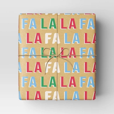 40" 125 Sq Ft Christmas Roll Wrap Multi Fa La La On Brown - Wondershop™ 1 40" 125 Sq Ft Christmas Roll Wrap Multi Fa La La On Brown - Wondershop™