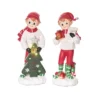 Transpac Vintage Light Up Elf Figurine Set Of 2 Christmas Home Decorations Resin Decorative Objects