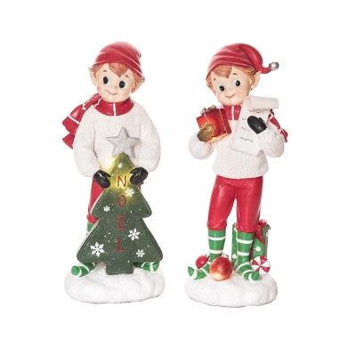 Transpac Vintage Light Up Elf Figurine Set Of 2 Christmas Home Decorations Resin Decorative Objects 1 Transpac Vintage Light Up Elf Figurine Set Of 2 Christmas Home Decorations Resin Decorative Objects