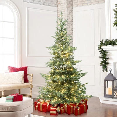 LuxenHome 7Ft Pre-Lit Artificial Pine Christmas Tree With Dusty Green PE Tips & Metal Stand 5 LuxenHome 7Ft Pre-Lit Artificial Pine Christmas Tree With Dusty Green PE Tips & Metal Stand - Image 5