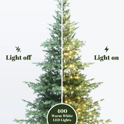 LuxenHome 7Ft Pre-Lit Artificial Pine Christmas Tree With Dusty Green PE Tips & Metal Stand 4 LuxenHome 7Ft Pre-Lit Artificial Pine Christmas Tree With Dusty Green PE Tips & Metal Stand - Image 4