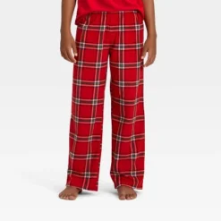 Kids' Plaid Microfleece Holiday Matching Family Pajama Pants - Wondershop⢠Red