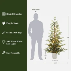 LuxenHome 5.5Ft Pre-Lit Artificial Fir Christmas Tree, Realistic Green Branches & Decorative Planter -Northlight Sale Store GUEST 0eb16ed7 5a17 4efb a74b 0c50142fba2f