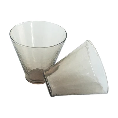 Slickblue Set Of 2 Handmade Hammered Glass Cups – 13.5oz, Colored Glass, Blush/Clear/Smoke 6 Slickblue Set Of 2 Handmade Hammered Glass Cups – 13.5oz, Colored Glass, Blush/Clear/Smoke - Image 6