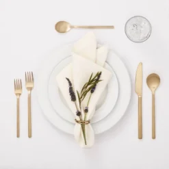 20pc Ashby Flatware Set Champagne - Thresholdâ˘: Stainless Steel Silverware, Service For 4, Dishwasher-Safe