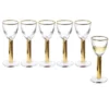 Classic Touch Set Of 6 Stemmed Liquor Glasses With Gold Stem And Rim