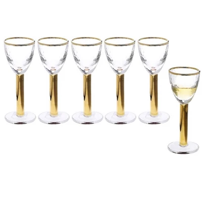 Classic Touch Set Of 6 Stemmed Liquor Glasses With Gold Stem And Rim 1 Classic Touch Set Of 6 Stemmed Liquor Glasses With Gold Stem And Rim