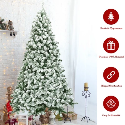 Costway 7.5FT Snow Flocked Artificial Christmas Tree Hinged W/1346 Tip And Foldable Base 6 Costway 7.5FT Snow Flocked Artificial Christmas Tree Hinged W/1346 Tip And Foldable Base - Image 6