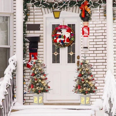 Homhougo 3FT Snow Flocked Mini Christmas Tree With Berry Clusters And Potted Base, Ideal For Table Or Front Porch Use 3 Homhougo 3FT Snow Flocked Mini Christmas Tree With Berry Clusters And Potted Base, Ideal For Table Or Front Porch Use - Image 3