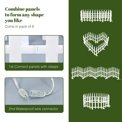 LuxenHome 8-Piece Light Show Star-Topped Fence Design Outdoor Decoration White 2 LuxenHome 8-Piece Light Show Star-Topped Fence Design Outdoor Decoration White - Image 2