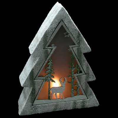 Northlight LED Lighted Tree With Reindeer In The Woods Scene Christmas Decoration - 13.5" 1 Northlight LED Lighted Tree With Reindeer In The Woods Scene Christmas Decoration - 13.5"