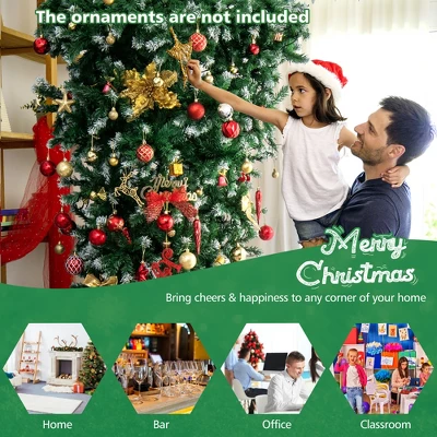 Costway 7.5FT Pre-Lit Snowy Upside Down Christmas Tree 1100 Tips W/ 400 Lights & 8 Modes 4 Costway 7.5FT Pre-Lit Snowy Upside Down Christmas Tree 1100 Tips W/ 400 Lights & 8 Modes - Image 4