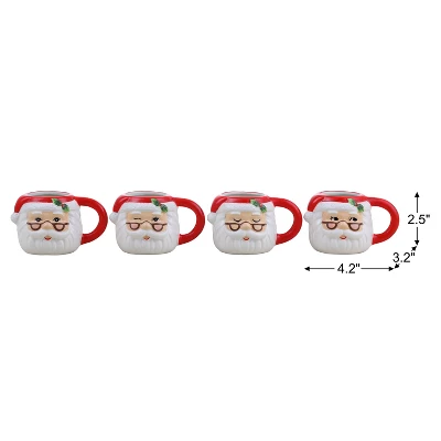 Mr. Christmas Set Of 4 Espresso Mugs - Santa 2 Mr. Christmas Set Of 4 Espresso Mugs - Santa - Image 2