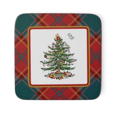 Spode Christmas Tree Tartan Mug & Coaster Set With Tin Box (5-Piece Set), Elegant Porcelain Mugs And Cork-Backed Coasters, Dishwasher & Microwave Safe 5 Spode Christmas Tree Tartan Mug & Coaster Set With Tin Box (5-Piece Set), Elegant Porcelain Mugs And Cork-Backed Coasters, Dishwasher & Microwave Safe - Image 5