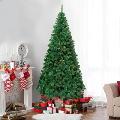 Costway 5Ft/6Ft/7Ft/8Ft Artificial PVC Christmas Tree W/Stand Holiday Season Indoor Outdoor Green 12 Costway 5Ft/6Ft/7Ft/8Ft Artificial PVC Christmas Tree W/Stand Holiday Season Indoor Outdoor Green - Image 12