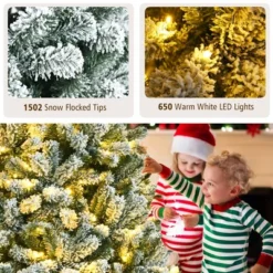 Costway 8ft Pre-lit Snow Flocked Hinged Christmas Tree W/1502 Tips & Metal Stand 15 Costway 8ft Pre-lit Snow Flocked Hinged Christmas Tree W/1502 Tips & Metal Stand -Northlight Sale Store GUEST 1887bd69 d378 4670 9203 f6d40f469e58