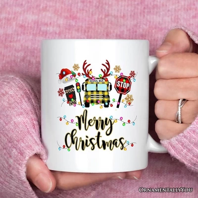 School Bus Driver Buffalo Plaid Christmas Mug Gift (Non-Custom Only)| OrnamentallyYou 2 School Bus Driver Buffalo Plaid Christmas Mug Gift (Non-Custom Only)| OrnamentallyYou - Image 2