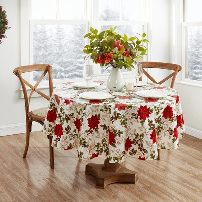 Elrene Poinsettia Grace Vinyl Indoor/Outdoor Tablecloth - Elrene Home Fashions 5 Elrene Poinsettia Grace Vinyl Indoor/Outdoor Tablecloth - Elrene Home Fashions - Image 5