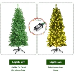 Costway 5/6/7 Ft Pre-lit Artificial Pencil Christmas Tree Hinged Fir PVC Tree With 150/250/350 LED Lights 20 Costway 5/6/7 Ft Pre-lit Artificial Pencil Christmas Tree Hinged Fir PVC Tree With 150/250/350 LED Lights -Northlight Sale Store GUEST 1b66d71d 696a 4011 8b34 a2fe2eb440c6