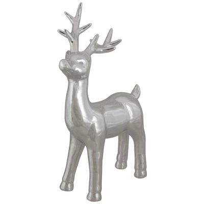 Northlight Shiny Ceramic Standing Reindeer Christmas Decoration - 14" - Silver 1 Northlight Shiny Ceramic Standing Reindeer Christmas Decoration - 14" - Silver