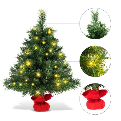 Costway 2 FT Pre-Lit Tabletop Fir Artifical Christmas Tree Led Lights 4 Costway 2 FT Pre-Lit Tabletop Fir Artifical Christmas Tree Led Lights - Image 4