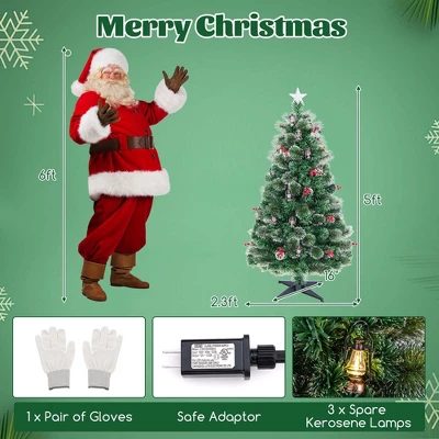 Costway 5/6/7 FT Christmas Tree Artificial Xmas Tree With 8 Lighting Modes 49/64/80 Warm LED Lights 2 Costway 5/6/7 FT Christmas Tree Artificial Xmas Tree With 8 Lighting Modes 49/64/80 Warm LED Lights - Image 2