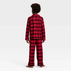 Kids' Plaid Long Sleeve Shirt And Pants Holiday Matching Family Pajama Set - Wondershop⢠Red/Black